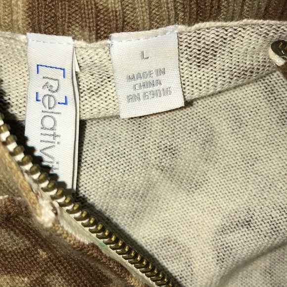 RELATIVITY Animal Print Zip Cardigan Sweater~L - Picture 4 of 4